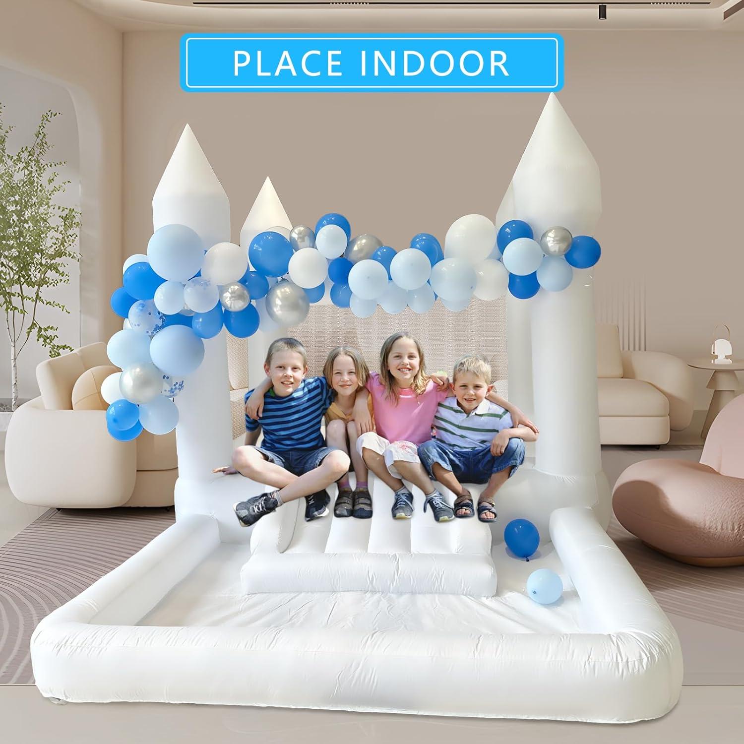 Castillo Hinchable Blanco Milazul 3.96x2.5x2.5m con Accesorios