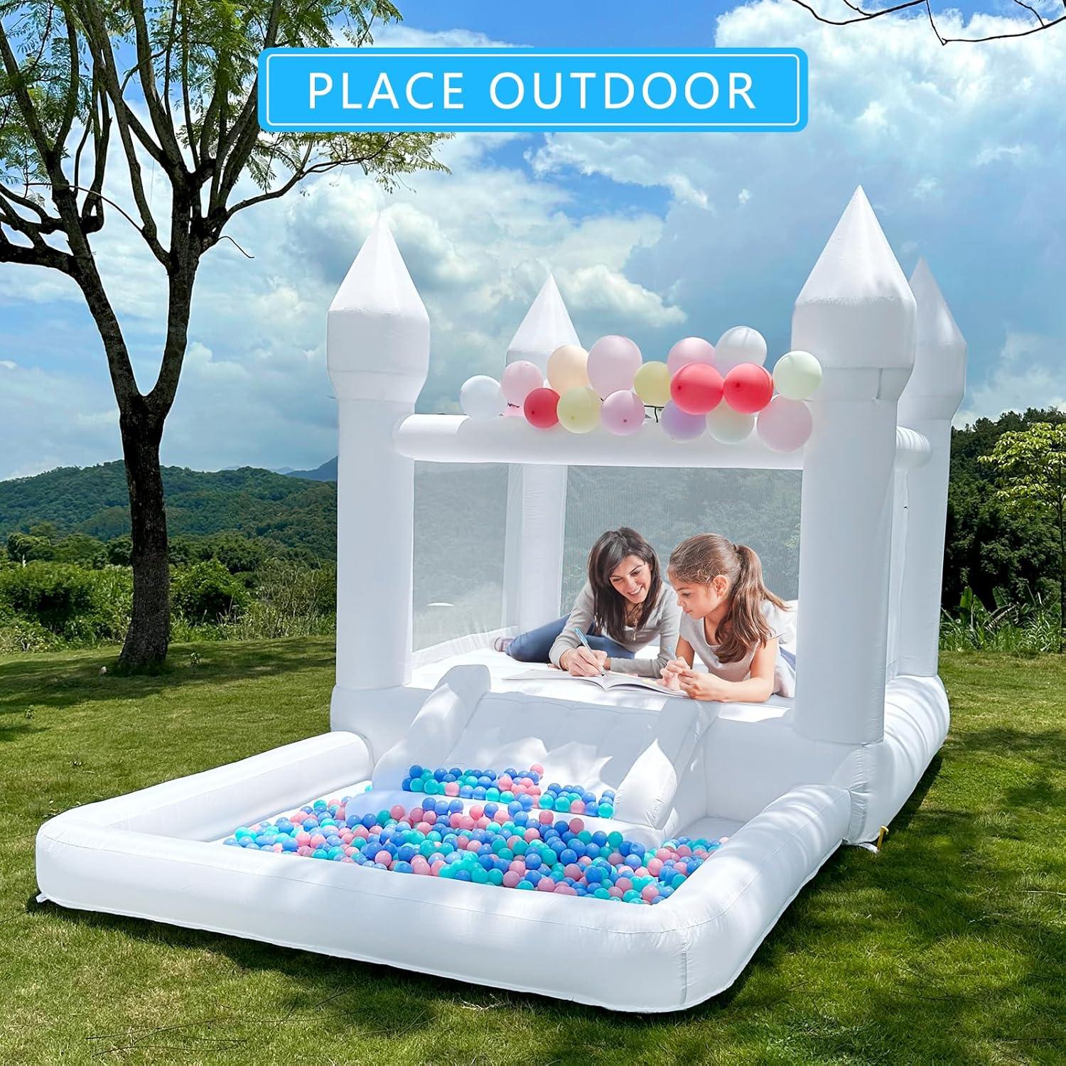 Castillo Hinchable Blanco Milazul 3.96x2.5x2.5m con Accesorios