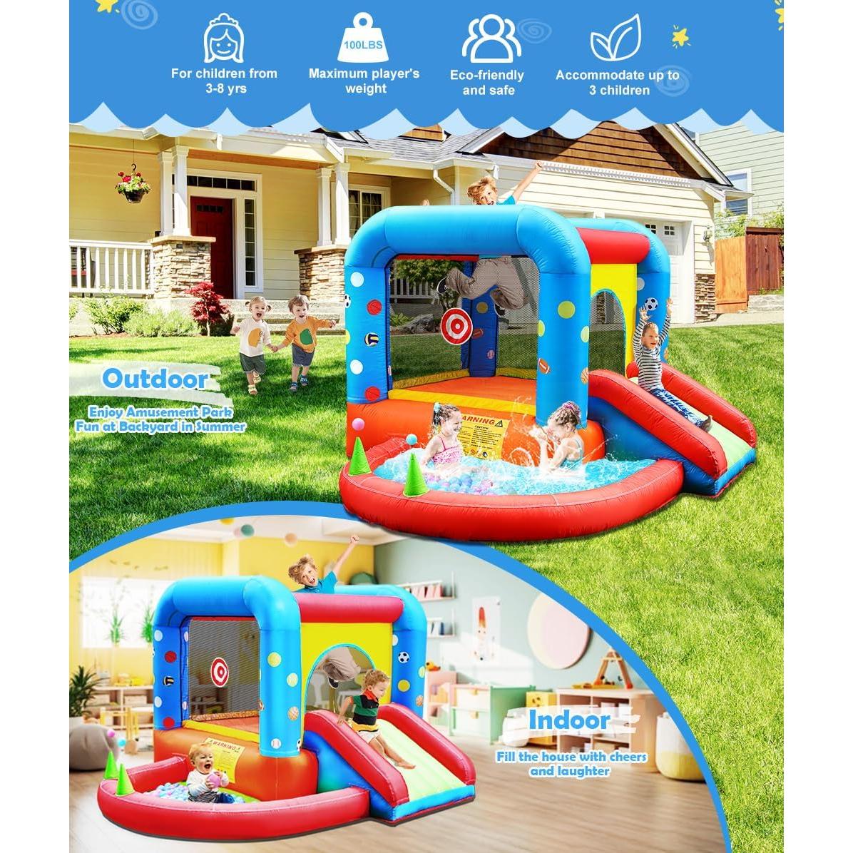 Casa Inflable de Rebote Step4Fun 5 en 1 con Tobogán y Pelotas