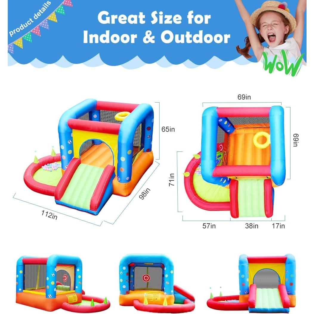 Casa Inflable de Rebote Step4Fun 5 en 1 con Tobogán y Pelotas