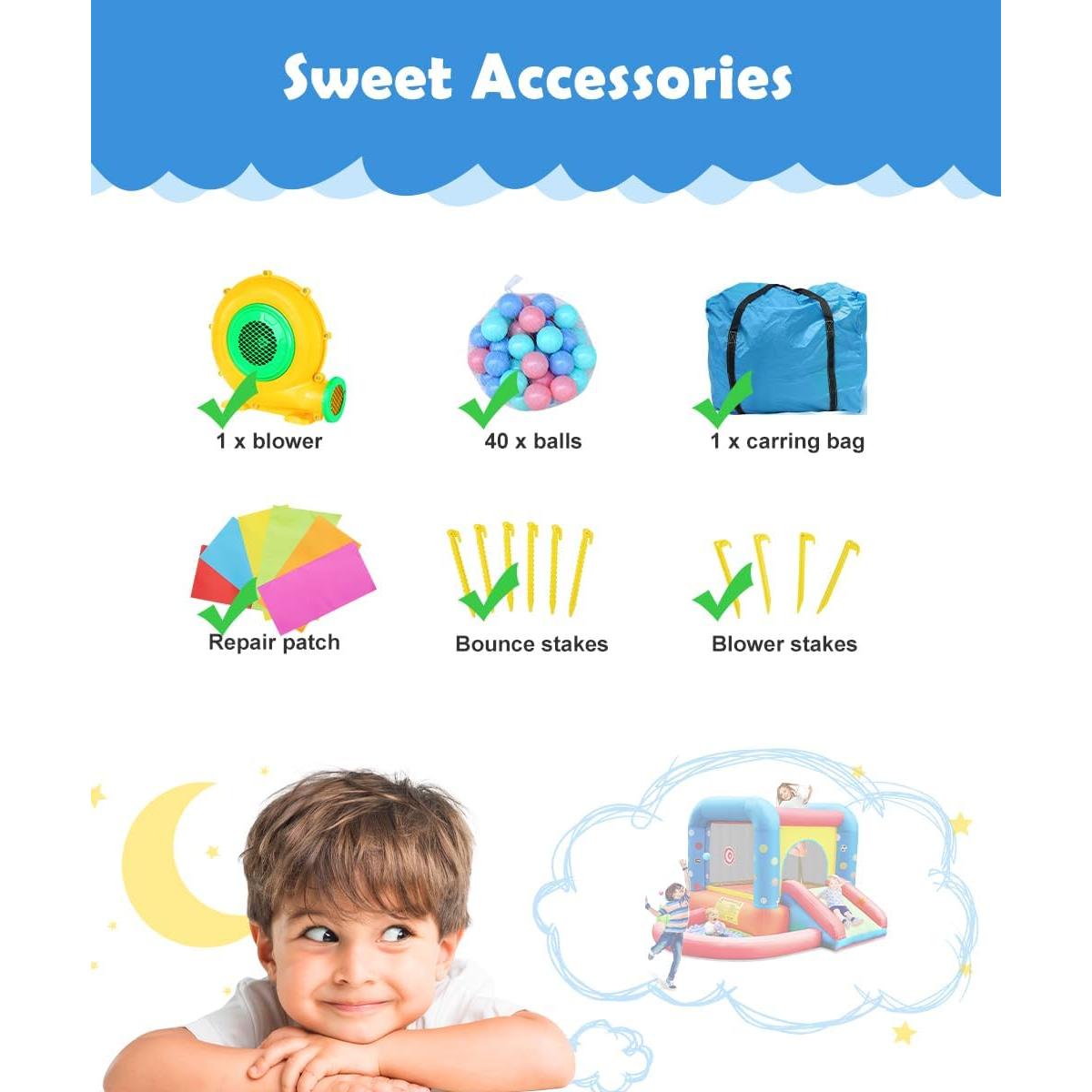 Casa Inflable de Rebote Step4Fun 5 en 1 con Tobogán y Pelotas