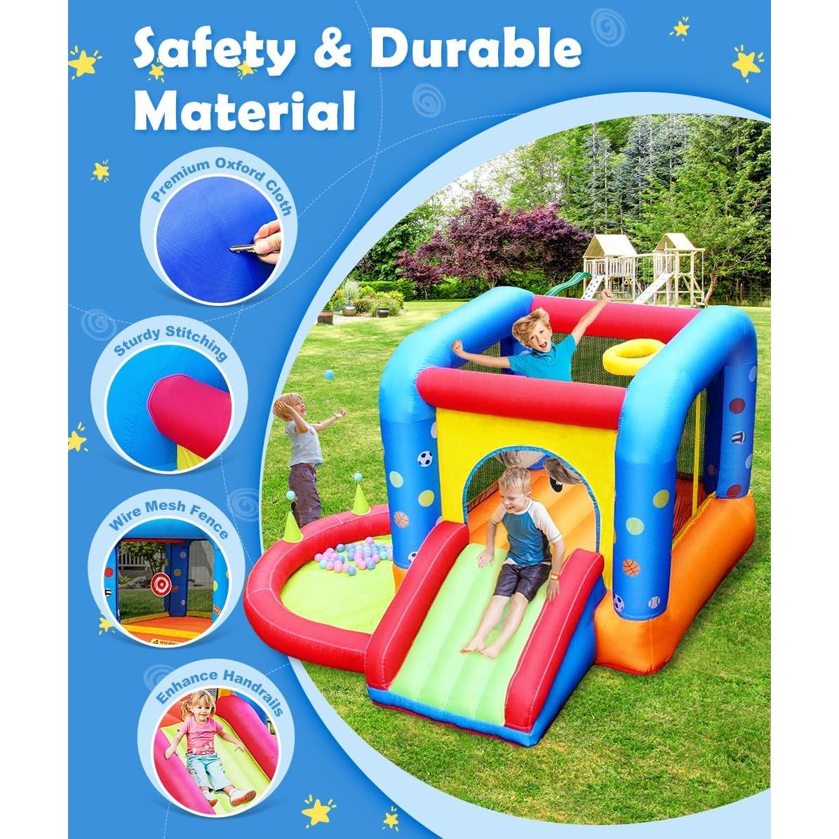 Casa Inflable de Rebote Step4Fun 5 en 1 con Tobogán y Pelotas