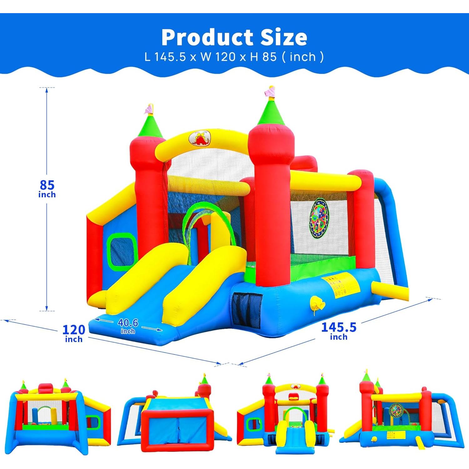 Casa Inflable de Rebote WELLFUNTIME SUVELAM con Tobogán y Piscina