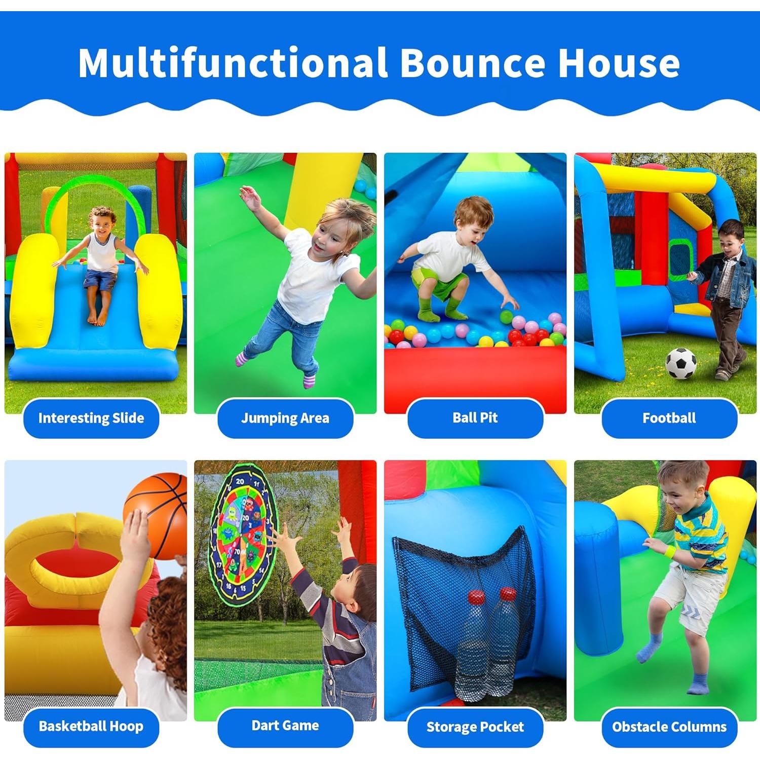 Casa Inflable de Rebote WELLFUNTIME SUVELAM con Tobogán y Piscina