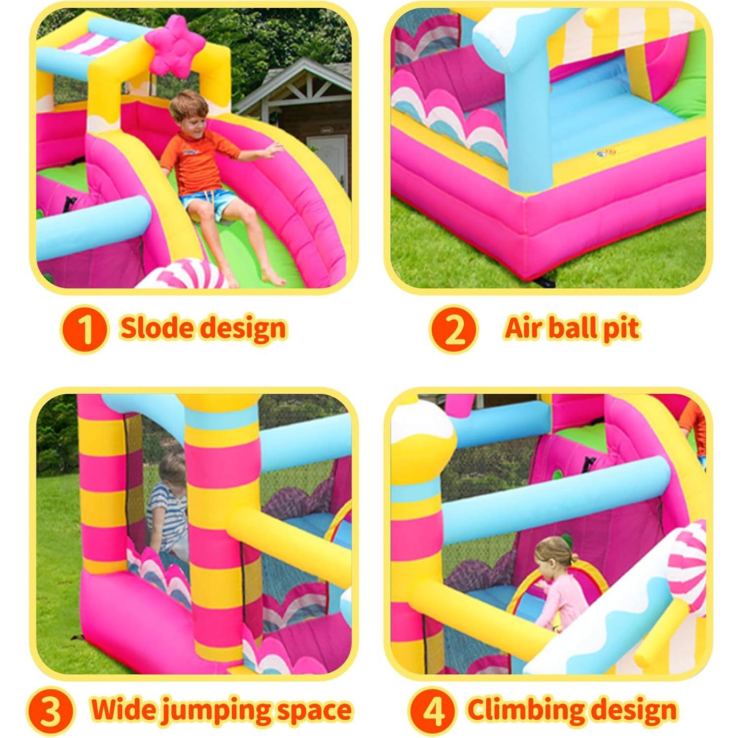 Casa Inflable Rosa SunSports 3.05x2.92m para Niños 3-8 Años