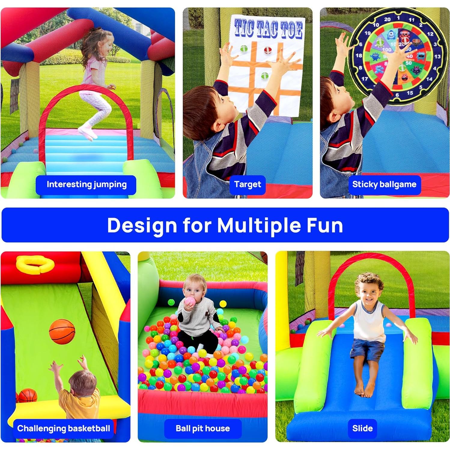 Castillo Inflable WELLFUNTIME con Tobogán y Juegos 340x295x241cm