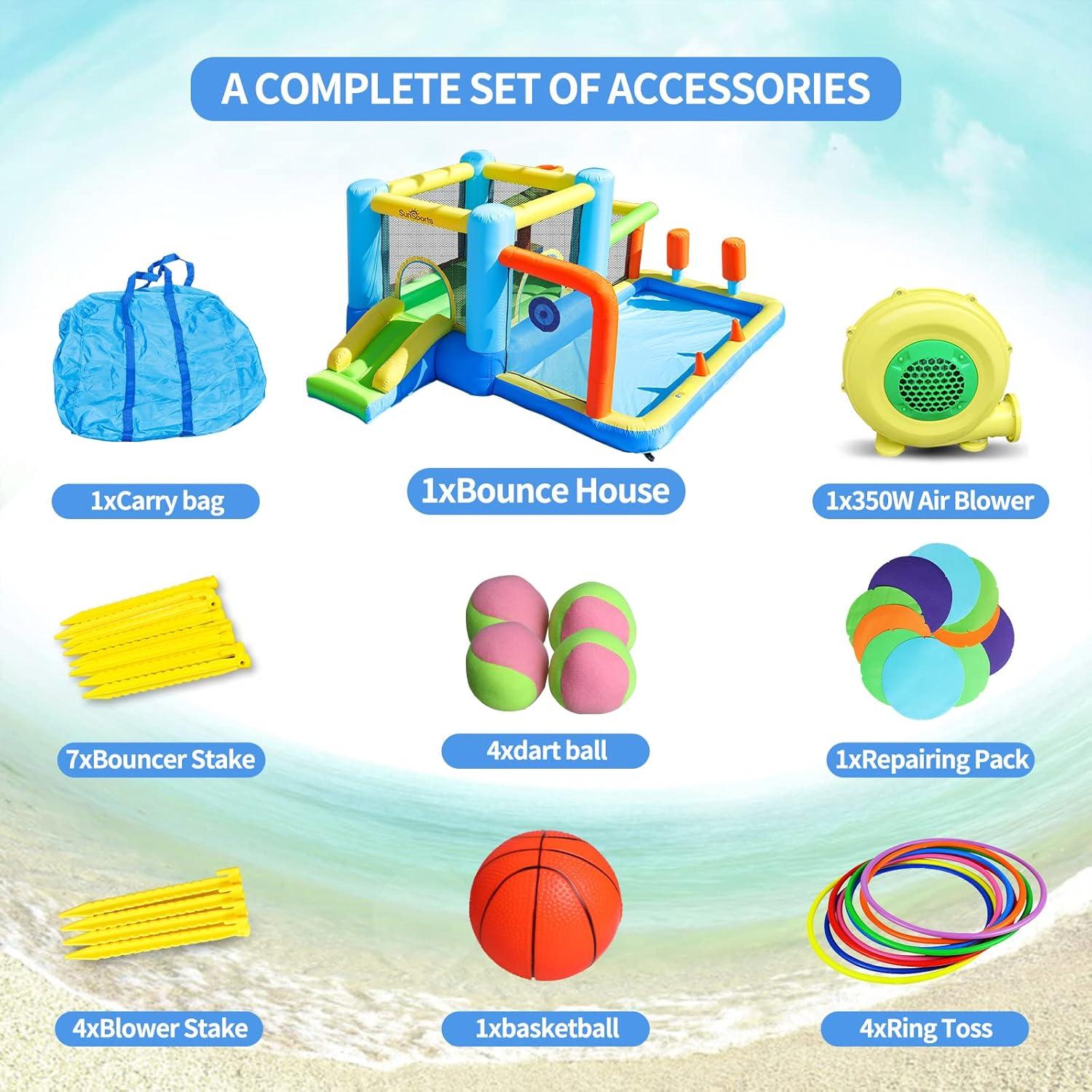 Casa Inflable de Rebote SunSports 8 en 1 para Niños 3-8 Años