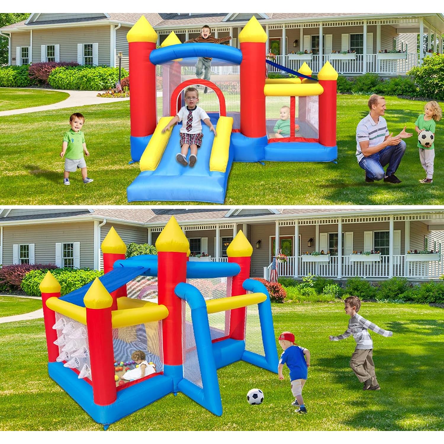 Castillo Inflable Baralir 7 en 1 para Niños 3-6 Años con Tobogán y Piscina de Pelotas