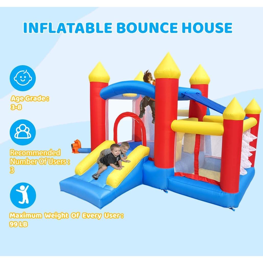 Castillo Inflable Baralir 7 en 1 para Niños 3-6 Años con Tobogán y Piscina de Pelotas