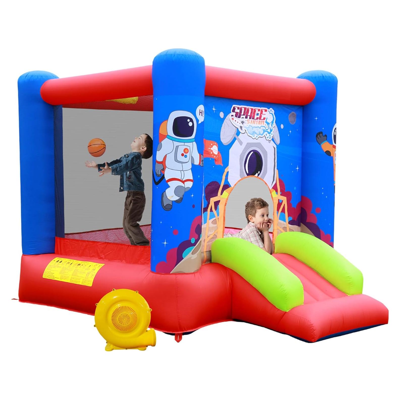 Castillo Inflable de Salto WELLFUNTIME con Tobogán y Ventilador 279x210x185 cm