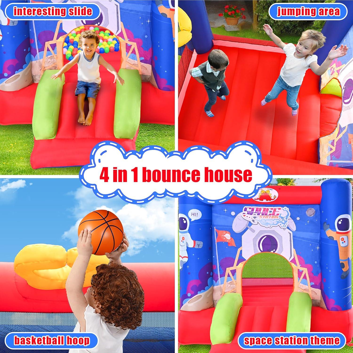 Castillo Inflable de Salto WELLFUNTIME con Tobogán y Ventilador 279x210x185 cm
