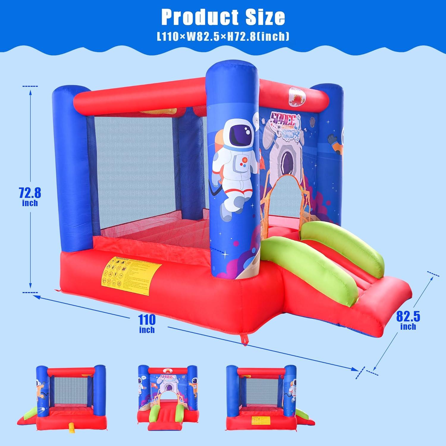 Castillo Inflable de Salto WELLFUNTIME con Tobogán y Ventilador 279x210x185 cm