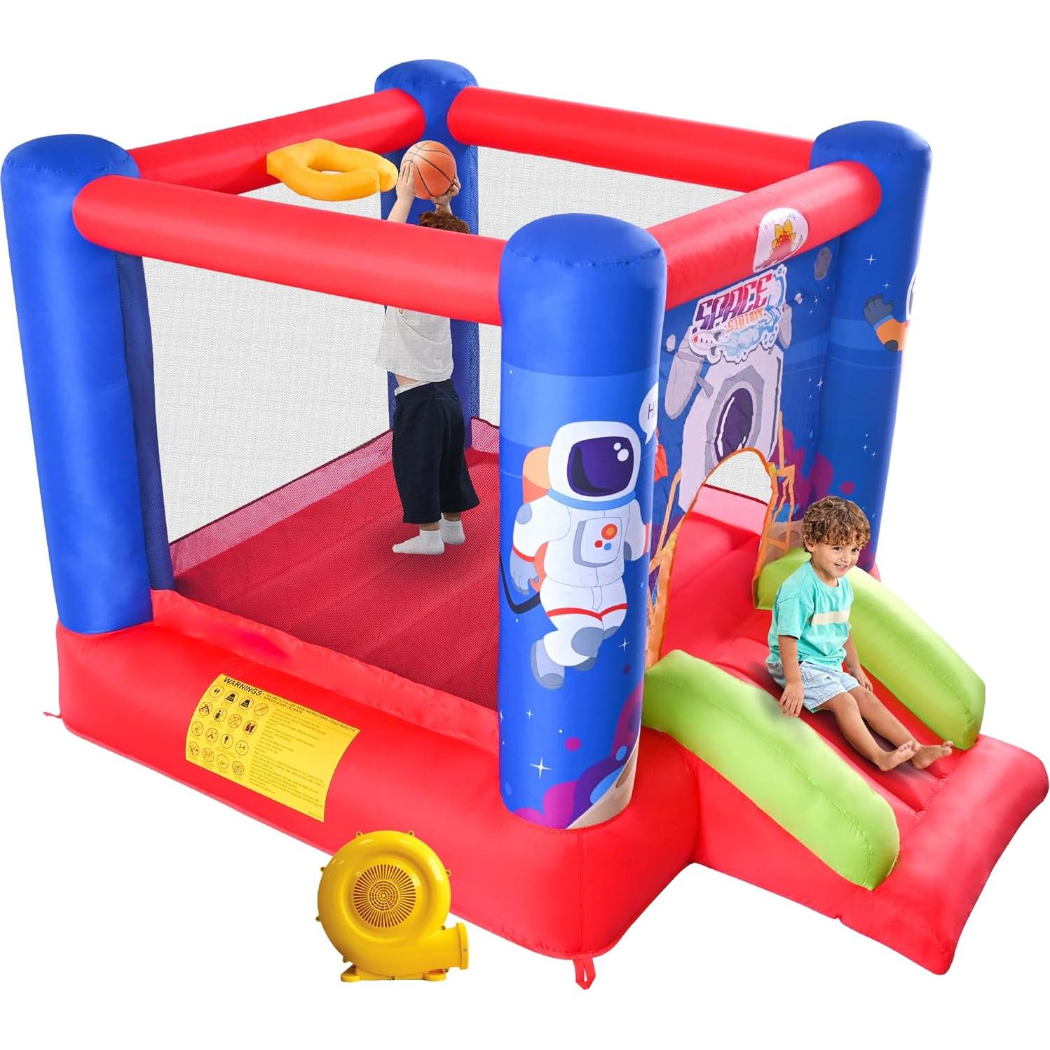 Castillo Inflable de Salto WELLFUNTIME con Tobogán y Ventilador 279x210x185 cm
