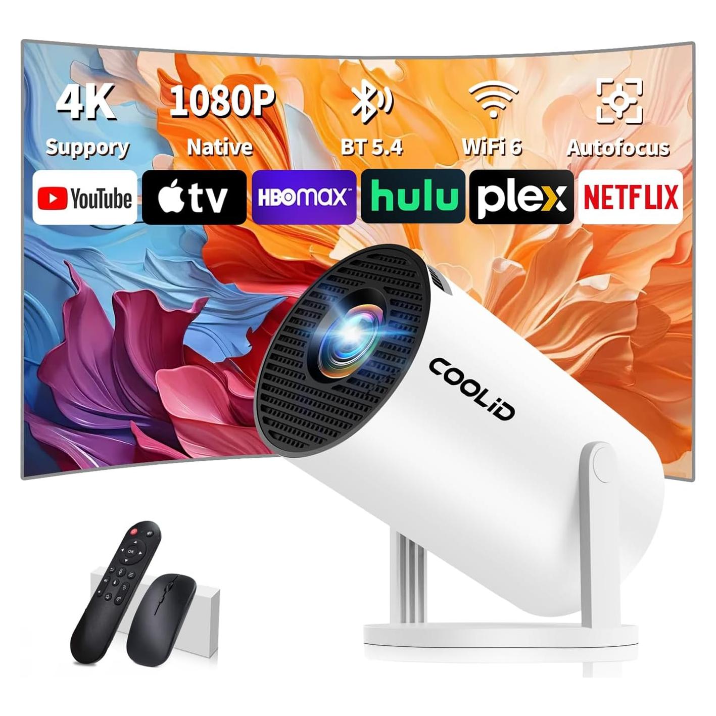 Mini Proyector 4K Coolid Portátil WiFi 6 Bluetooth 5.4 Blanco