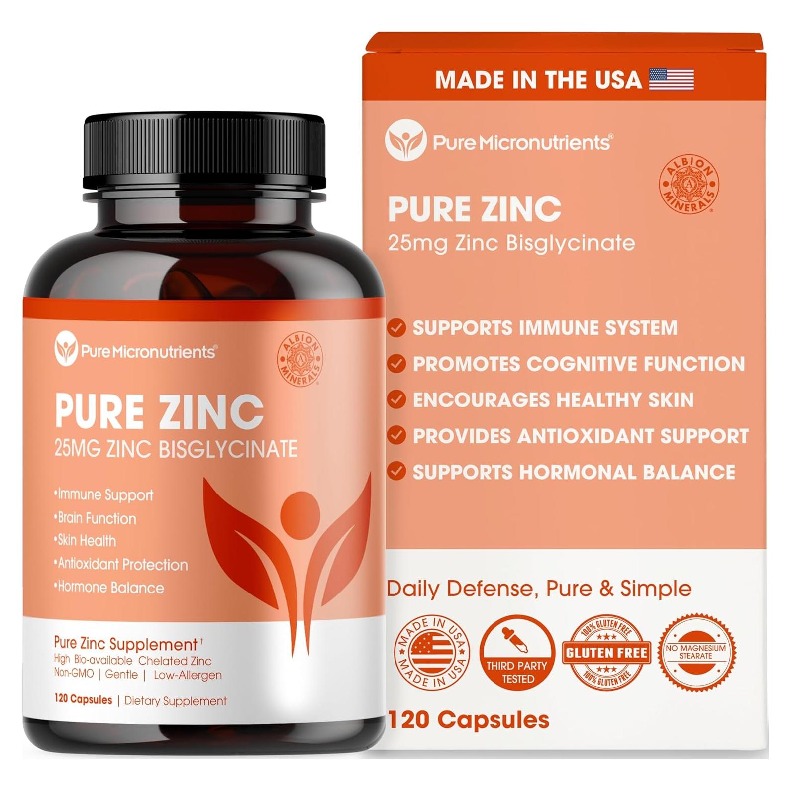 Suplemento de Zinc Puro 25mg Chelato Bisglicinato TRAACS 120 Cápsulas