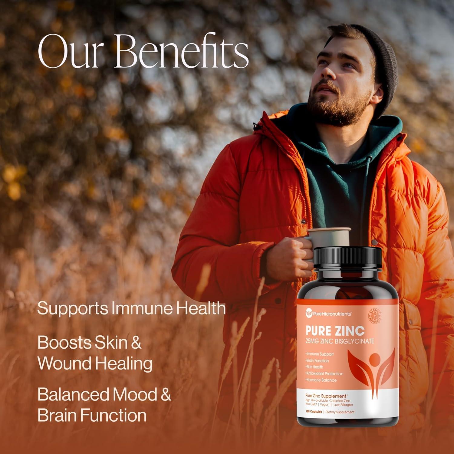 Suplemento de Zinc Puro 25mg Chelato Bisglicinato TRAACS 120 Cápsulas