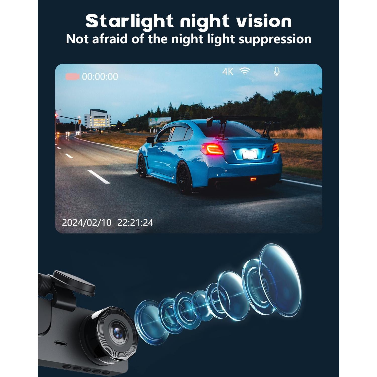 Cámara Dash 3 Canales Zengest 2K+1080P, WiFi, 170°