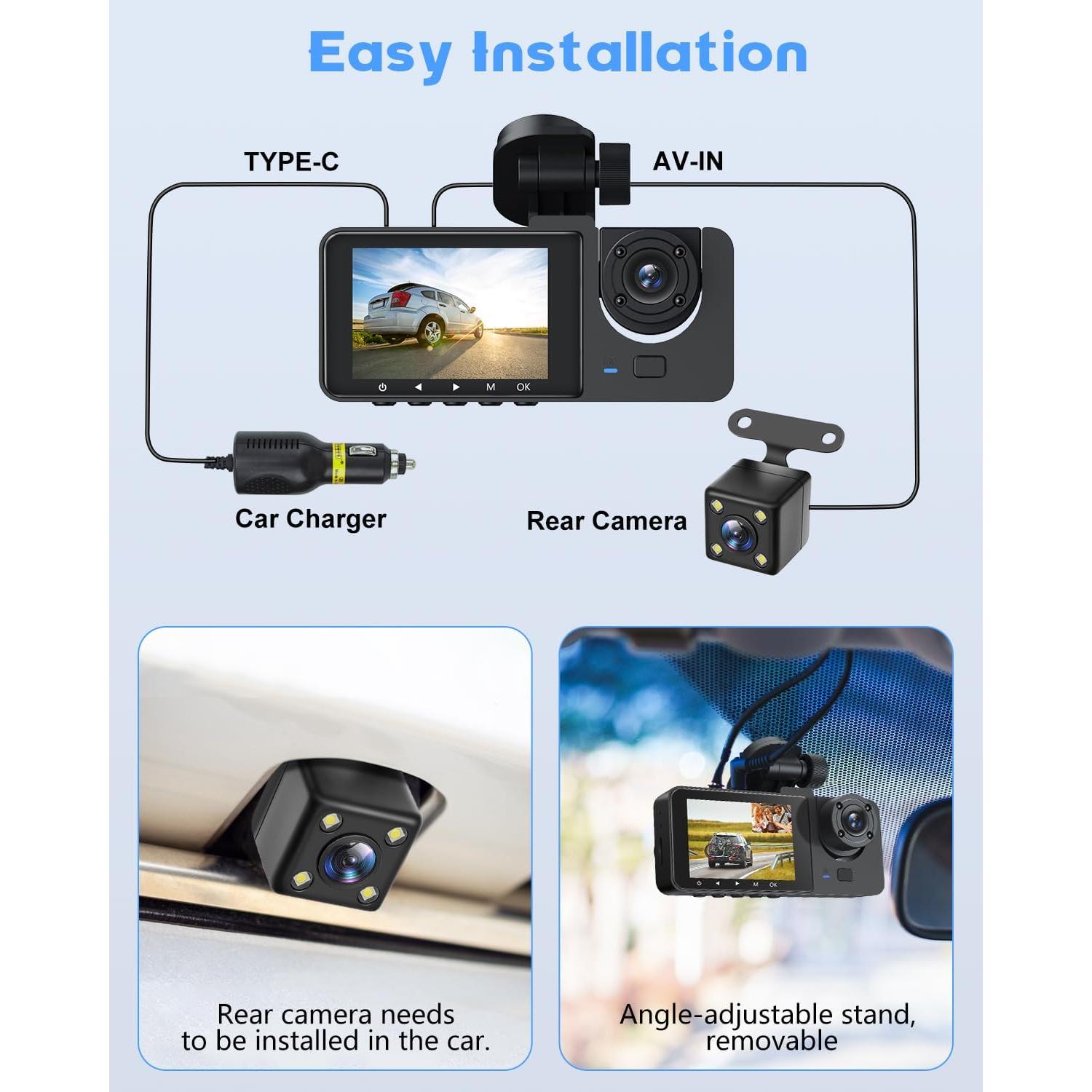 Cámara Dash 3 Canales Zengest 2K+1080P, WiFi, 170°