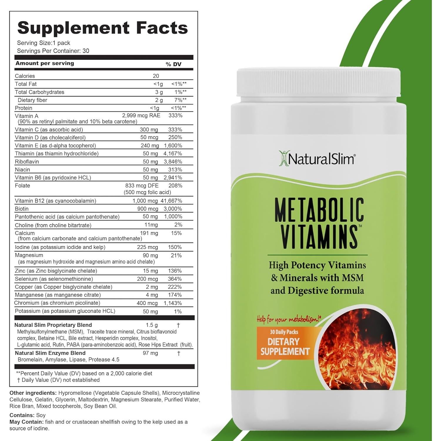 Vitaminas Metabólicas NaturalSlim - Multivitaminas 30 Cápsulas