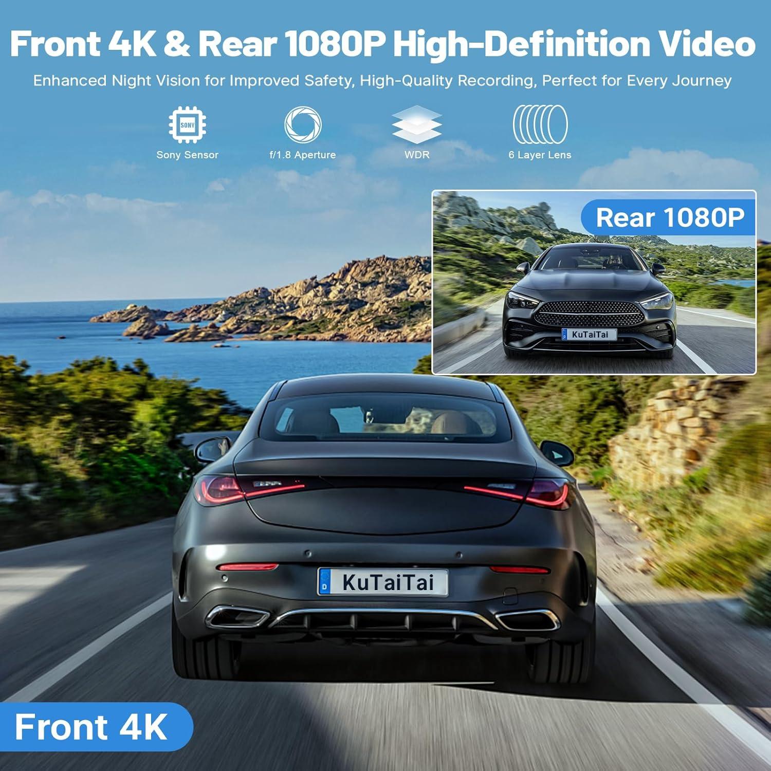 Cámara Dash Dual 4K + 1080P KuTaiTai para Toyota RAV4 2022-2025