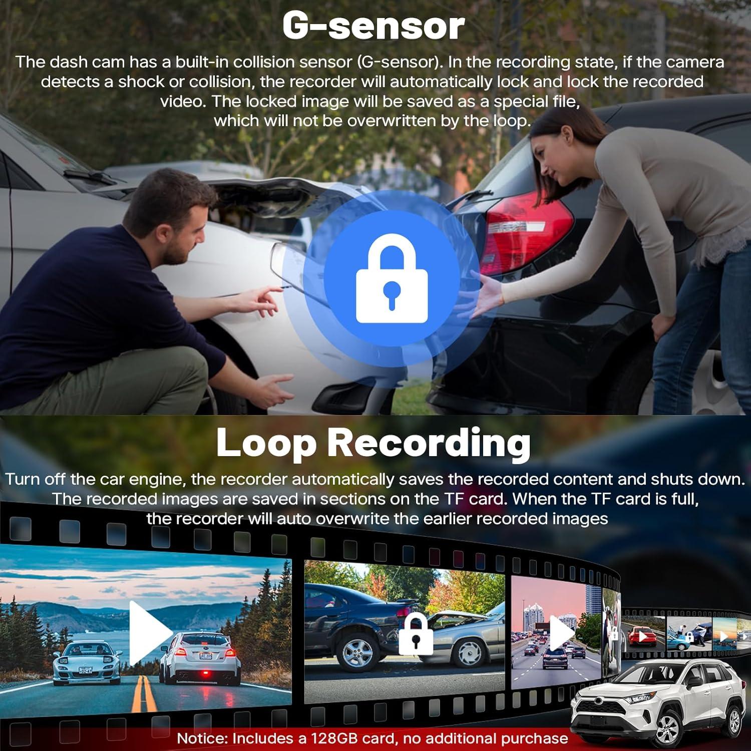 Cámara Dash Dual 4K + 1080P KuTaiTai para Toyota RAV4 2022-2025