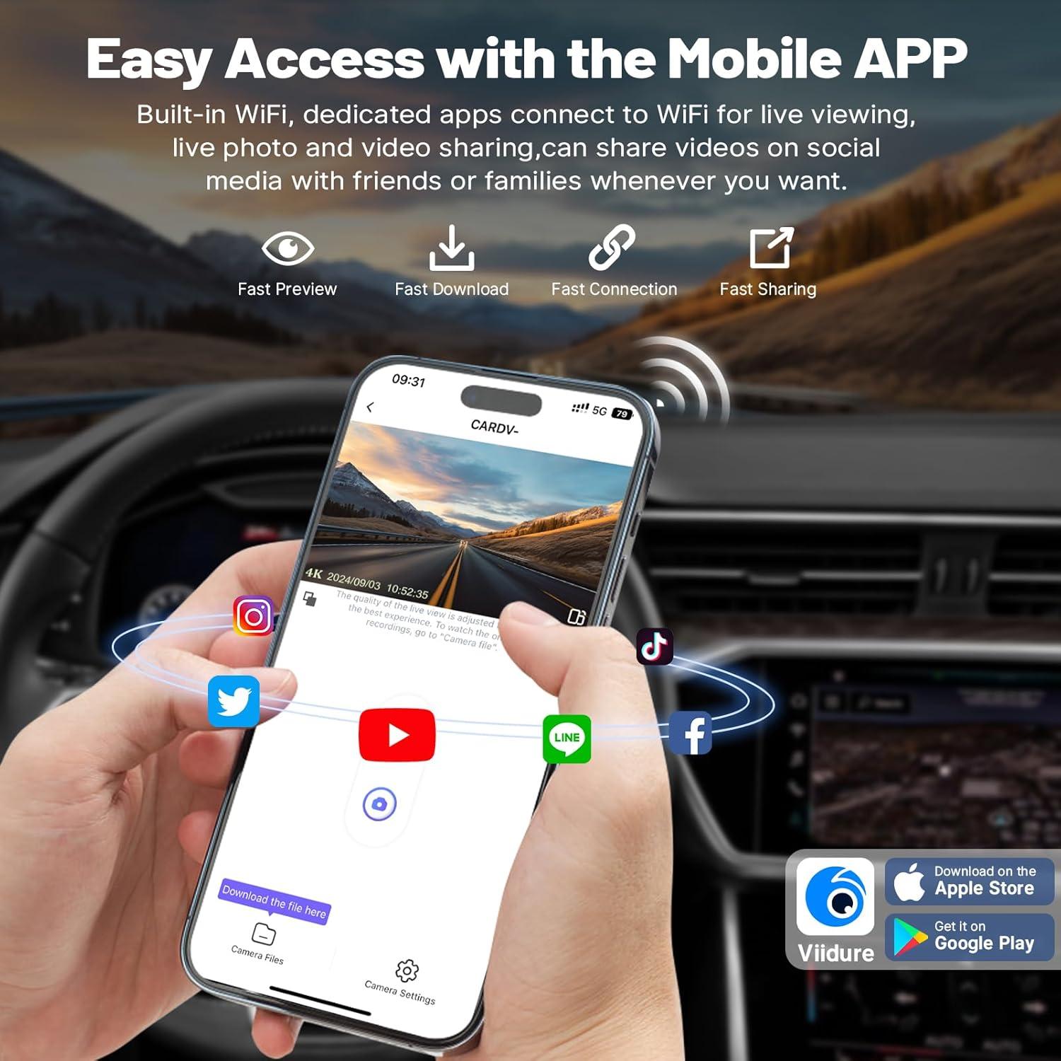 Cámara Dash Dual 4K + 1080P KuTaiTai para Toyota RAV4 2022-2025