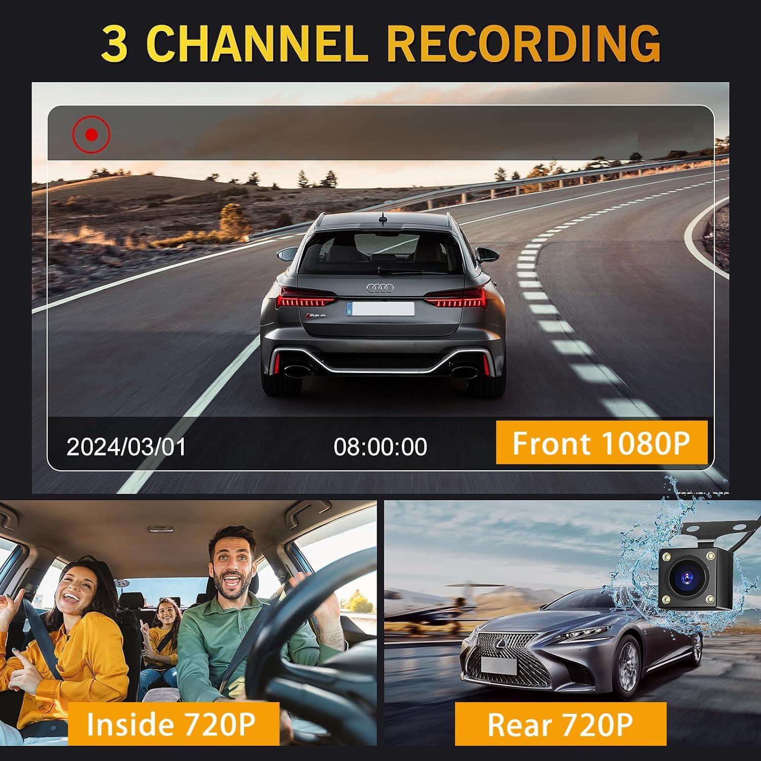 Cámara de Tablero QNY Full HD 1080P 3 Canales con Sensor G