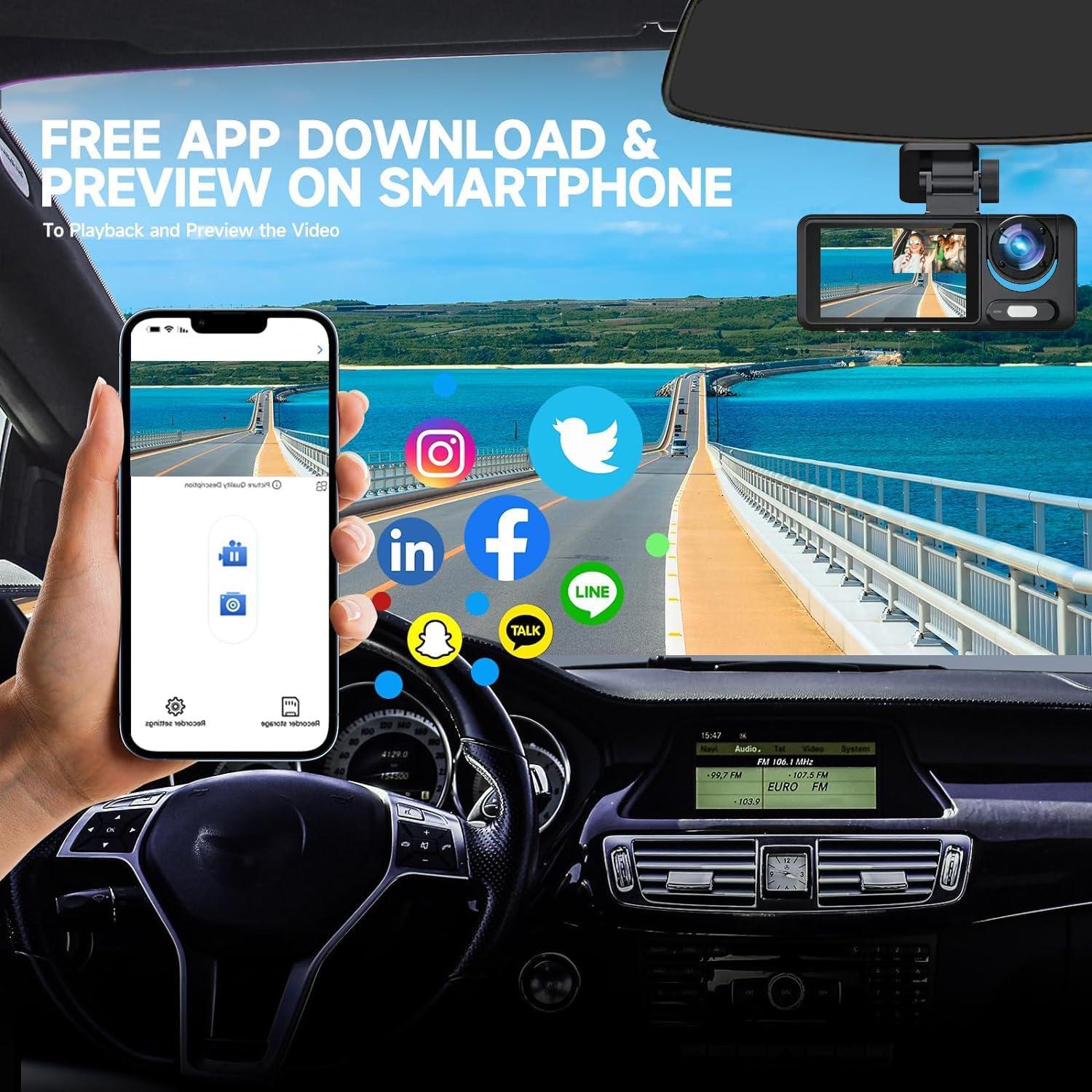 Cámara de Tablero QNY Full HD 1080P 3 Canales con Sensor G