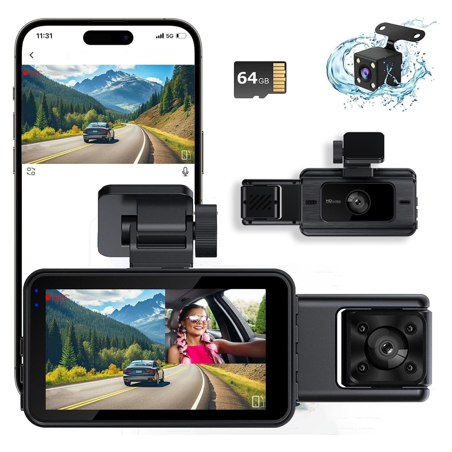 Cámara de tablero 3 canales QNY con sensor G y 64GB