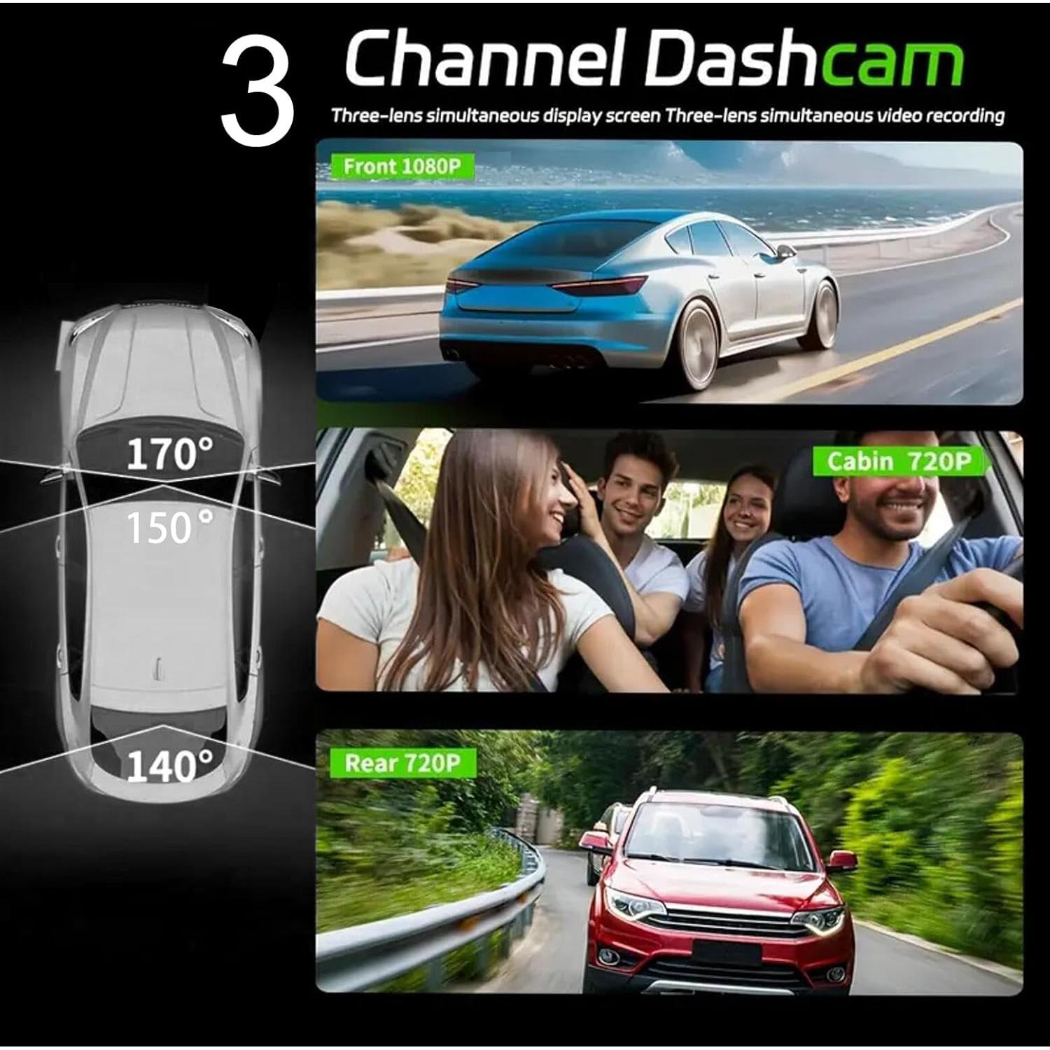 Cámara de tablero 3 canales QNY con sensor G y 64GB