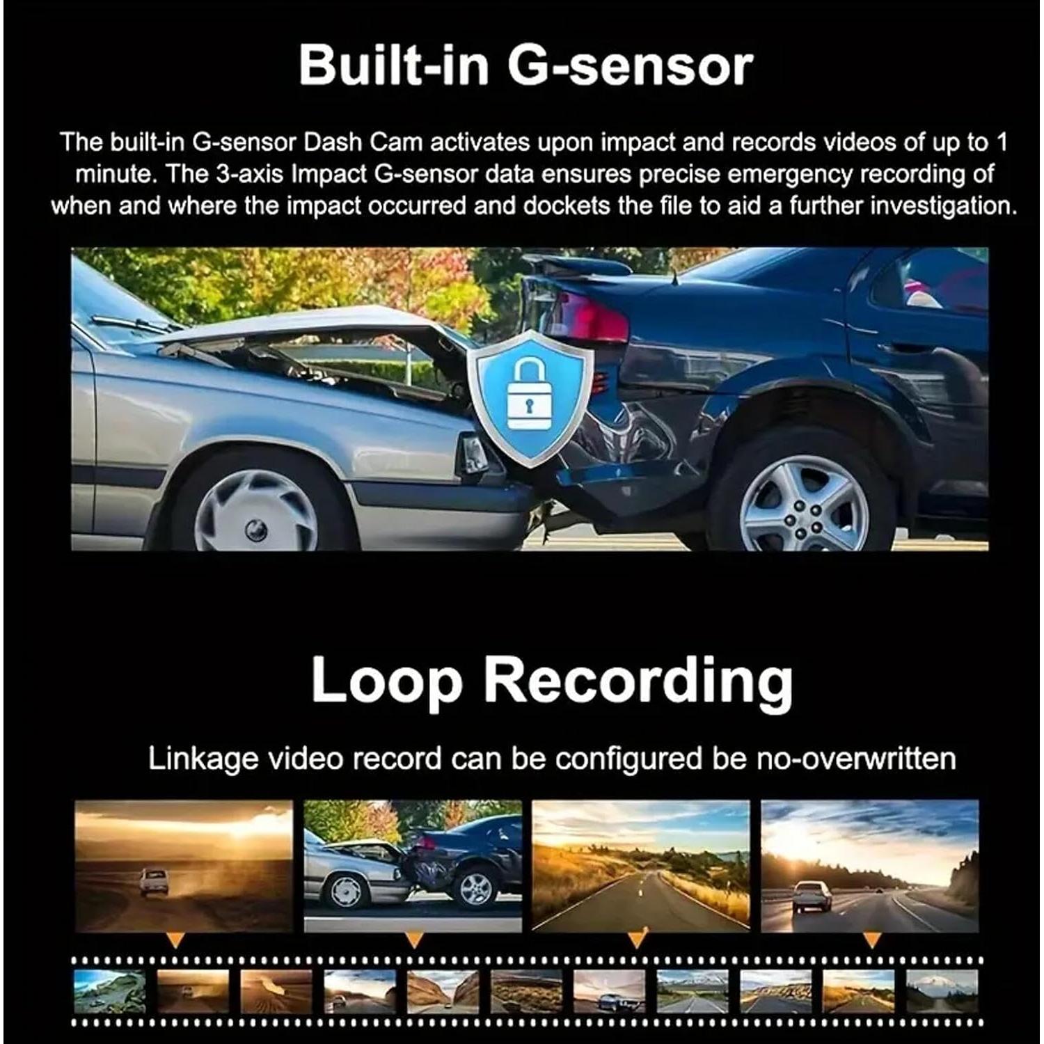 Cámara de tablero 3 canales QNY con sensor G y 64GB