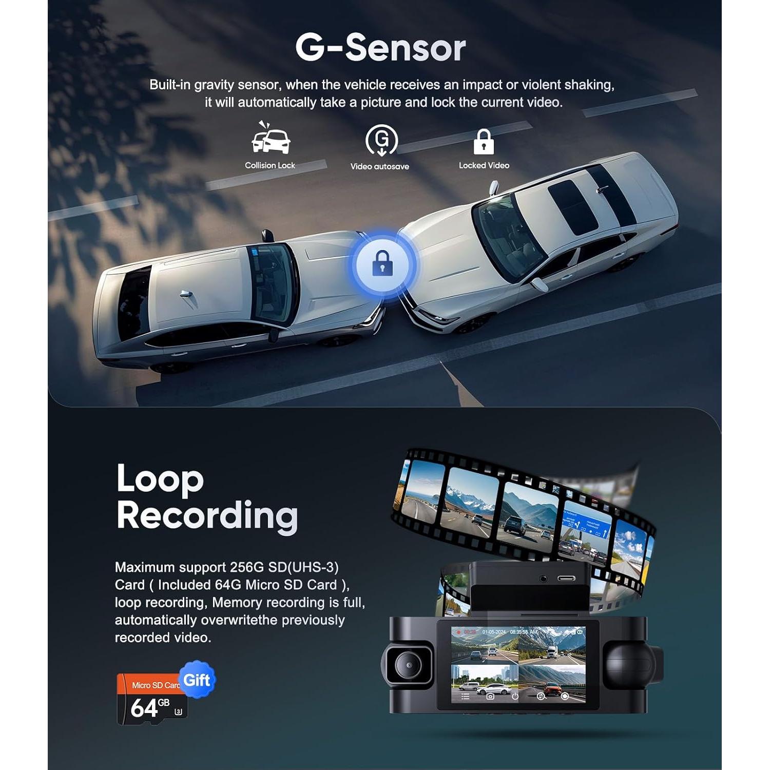 Cámara Dash 4 Canales Seventour DR-41 1080P con Pantalla IPS