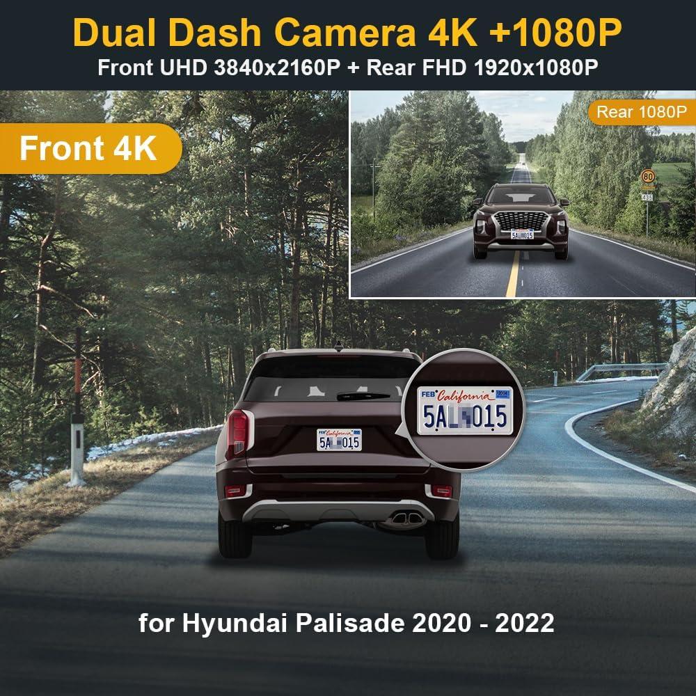 Cámara de Salpicadero Fitcamx 4K Frontal + 1080P Trasera para Hyundai Palisade 2020-2022