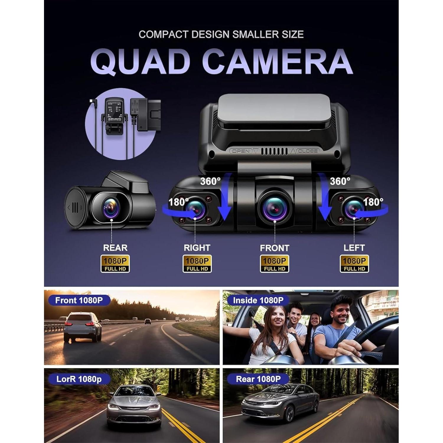 Cámara de Tablero Rhorawill 4 Canales FHD GPS WiFi 128GB