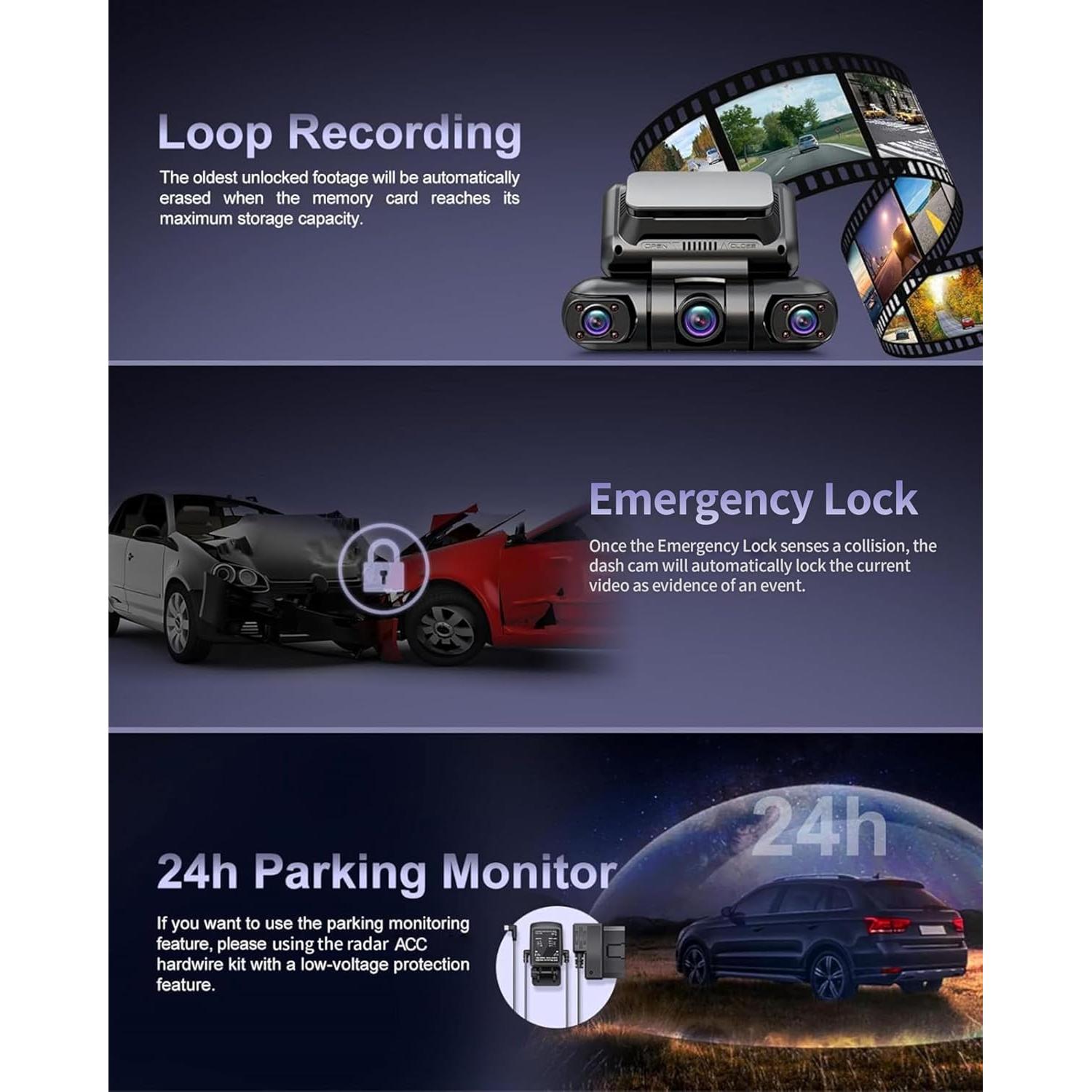 Cámara de Tablero Rhorawill 4 Canales FHD GPS WiFi 128GB