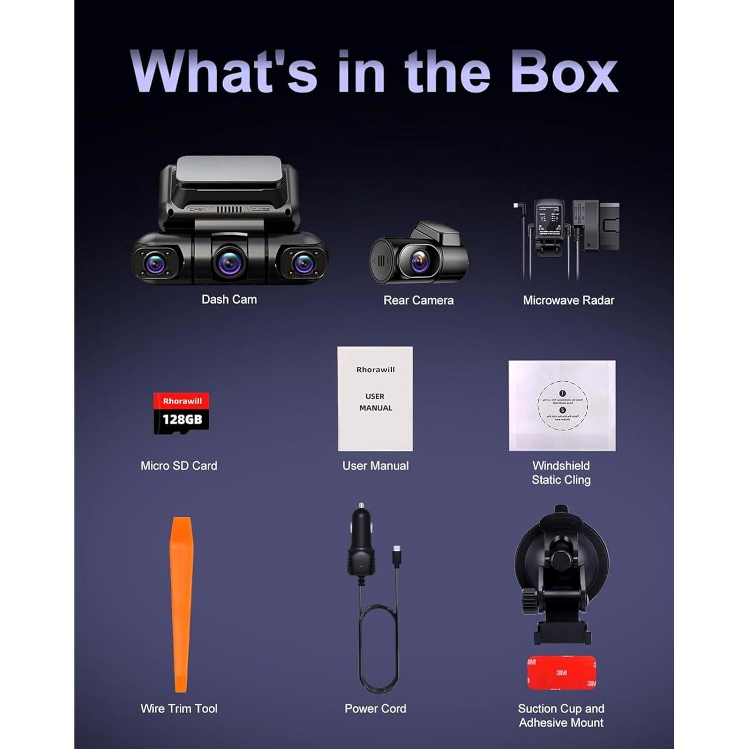 Cámara de Tablero Rhorawill 4 Canales FHD GPS WiFi 128GB