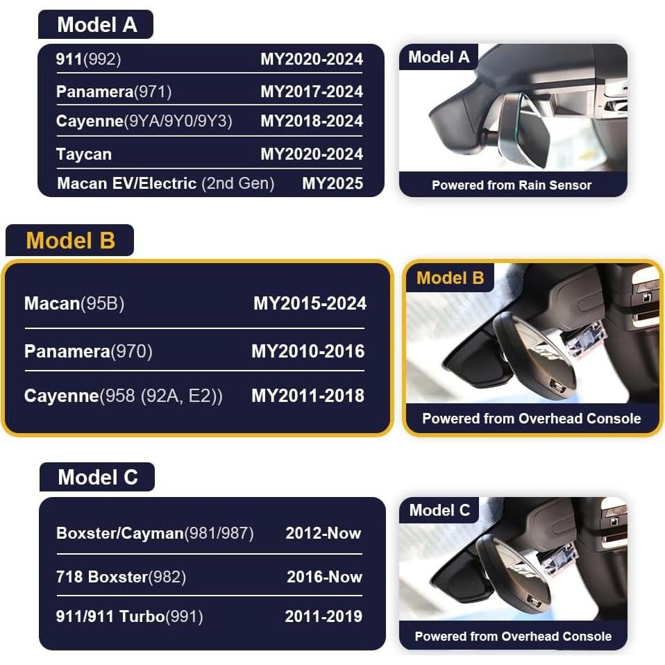 Cámara Dash Fitcamx 4K Frontal + 1080P Trasera para Porsche