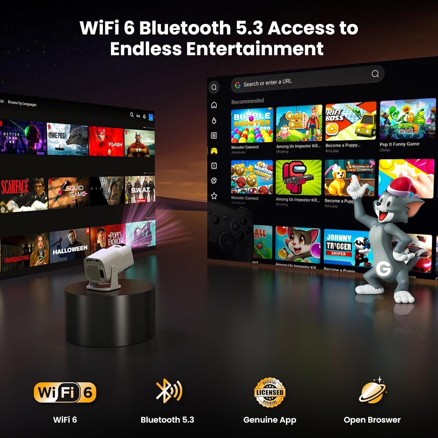 Proyector 4K Gaimoo GM600 NTV Wifi Bluetooth Estéreo 1080P