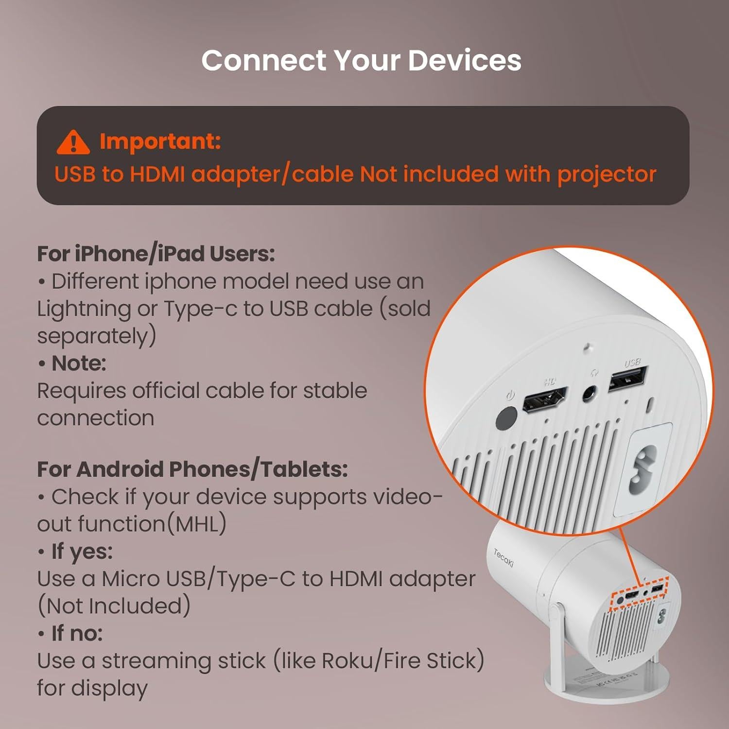 Proyector Mini Portátil Tecaki X3 1080P HD Bluetooth 5.2