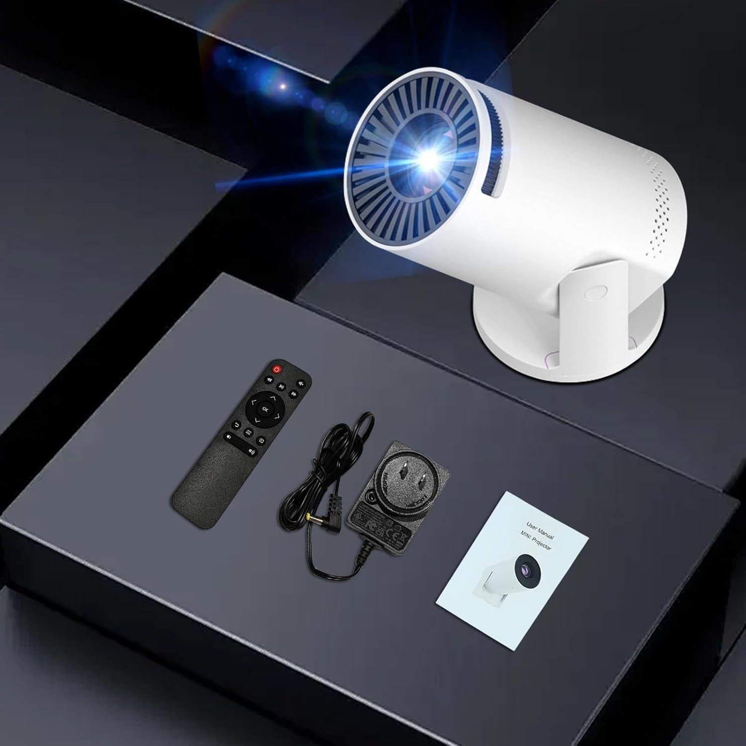 Proyector Mini Inalámbrico Geylnxng Q5 mate 1080P 4K WiFi 6