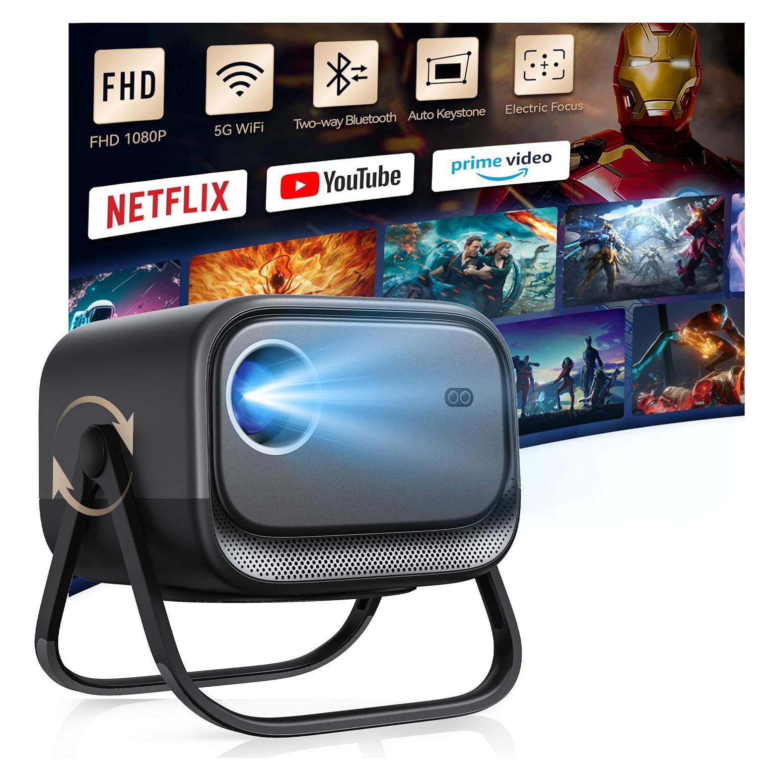 Proyector Full HD 1080P MEER con WiFi y Bluetooth 360°