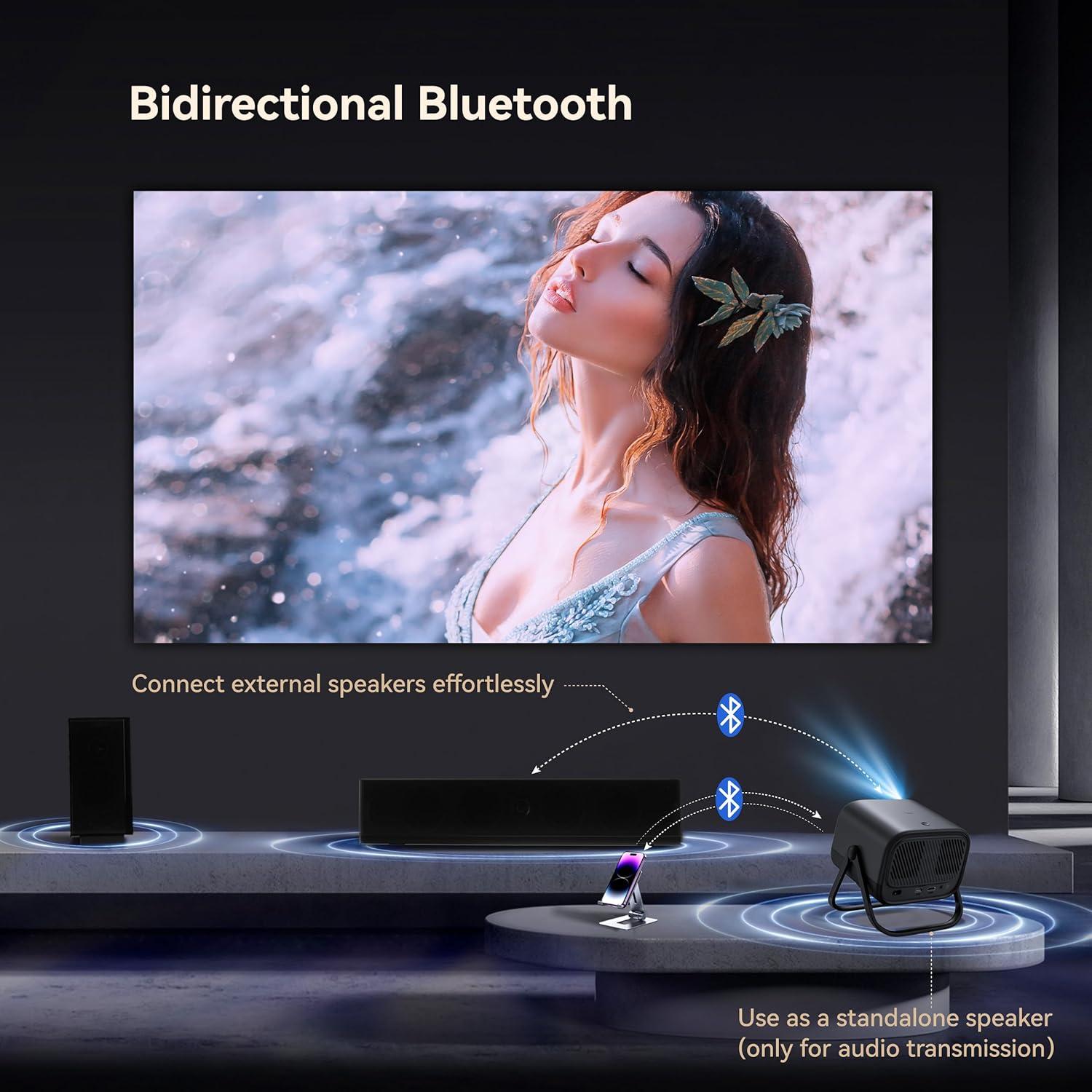 Proyector Full HD 1080P MEER con WiFi y Bluetooth 360°