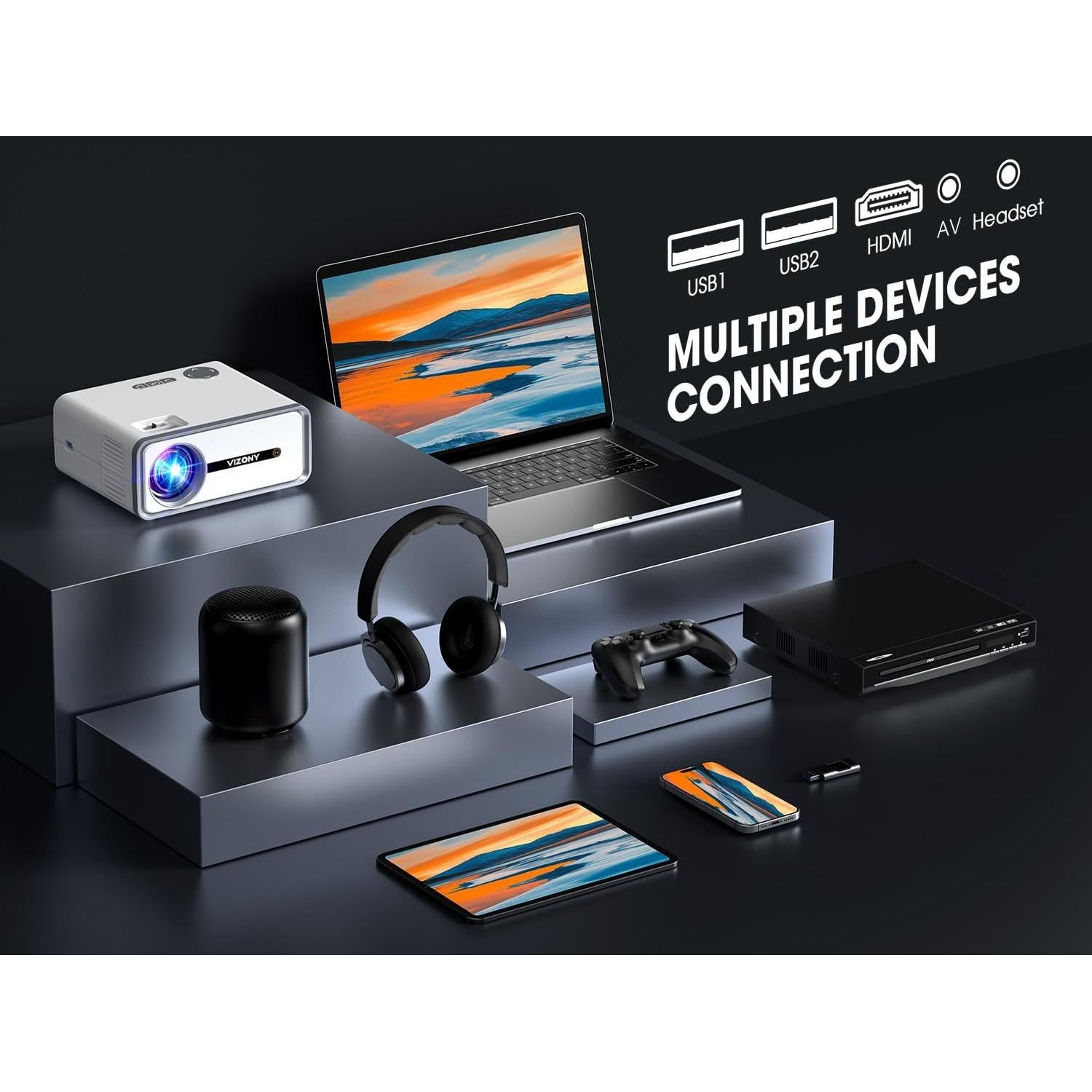 Proyector Inteligente VIZONY DP04 Pro Nativo 1080P WiFi Bluetooth