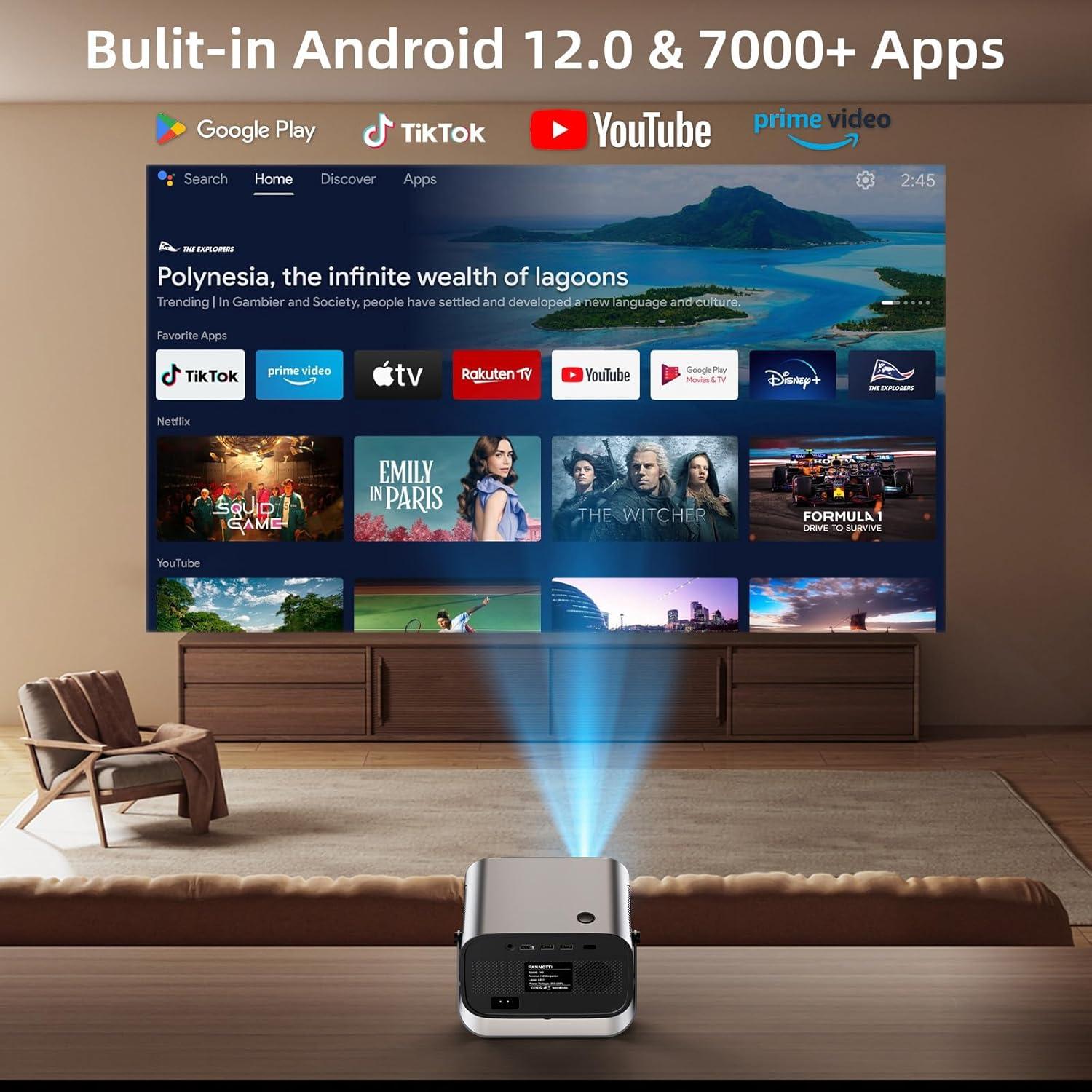 Proyector Inteligente Fannotti 1080P WiFi Bluetooth Gris