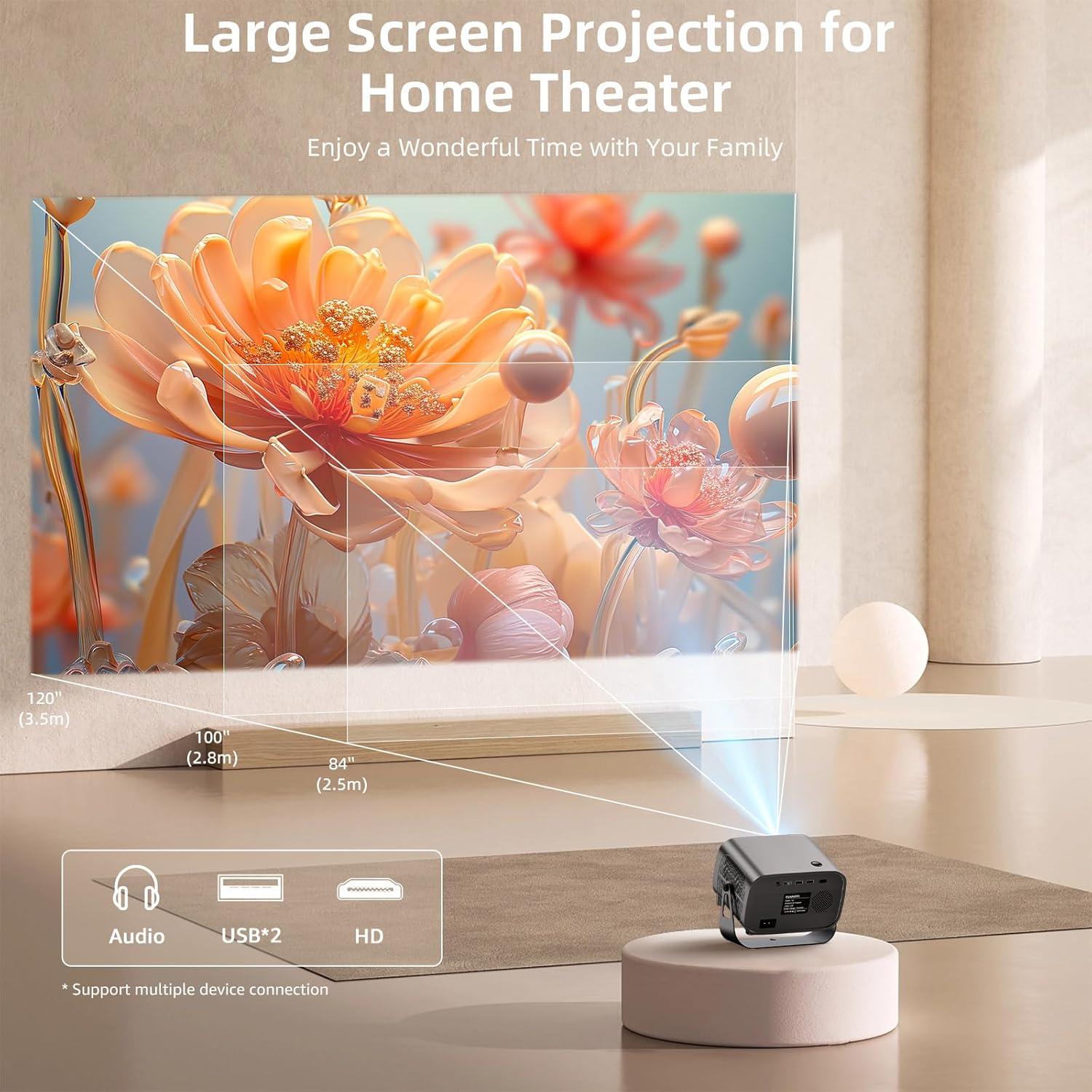 Proyector Inteligente Fannotti 1080P WiFi Bluetooth Gris