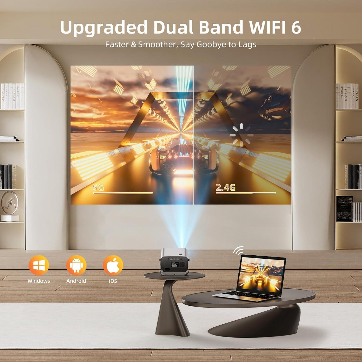 Proyector Inteligente Fannotti 1080P WiFi Bluetooth Gris