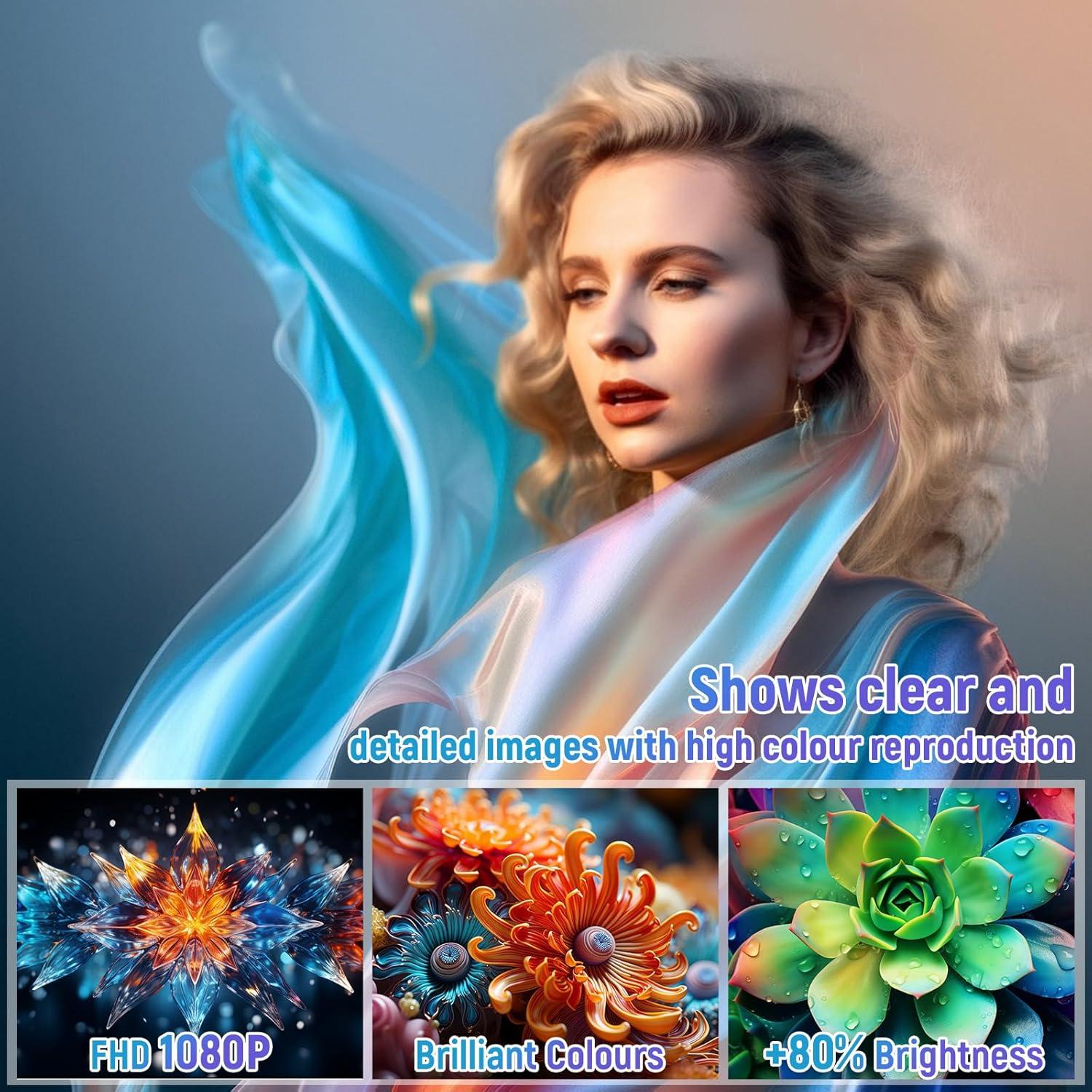 Mini Proyector FEARWIKY 4K 1080P WiFi Bluetooth Portátil 330 cm