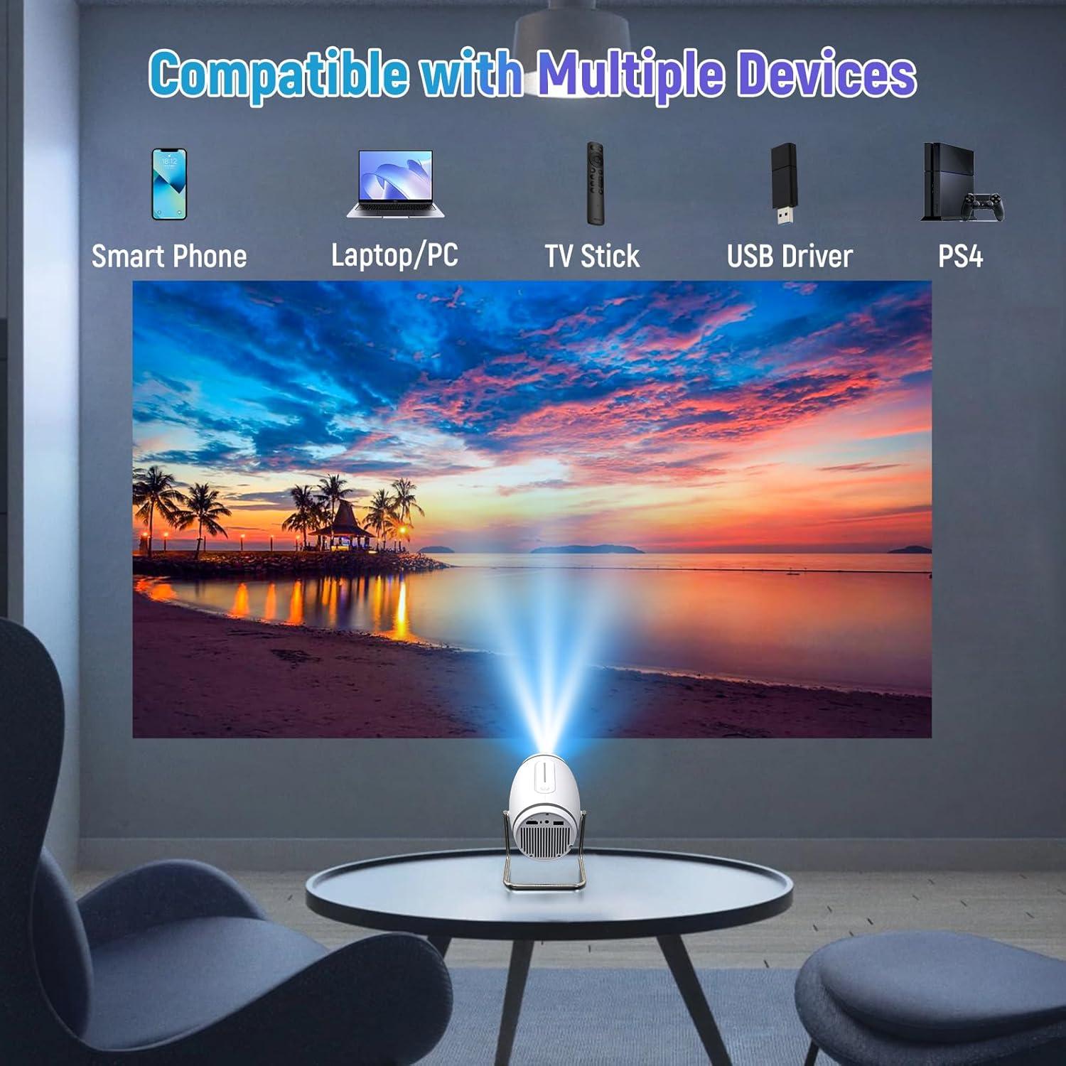 Mini Proyector FEARWIKY 4K 1080P WiFi Bluetooth Portátil 330 cm