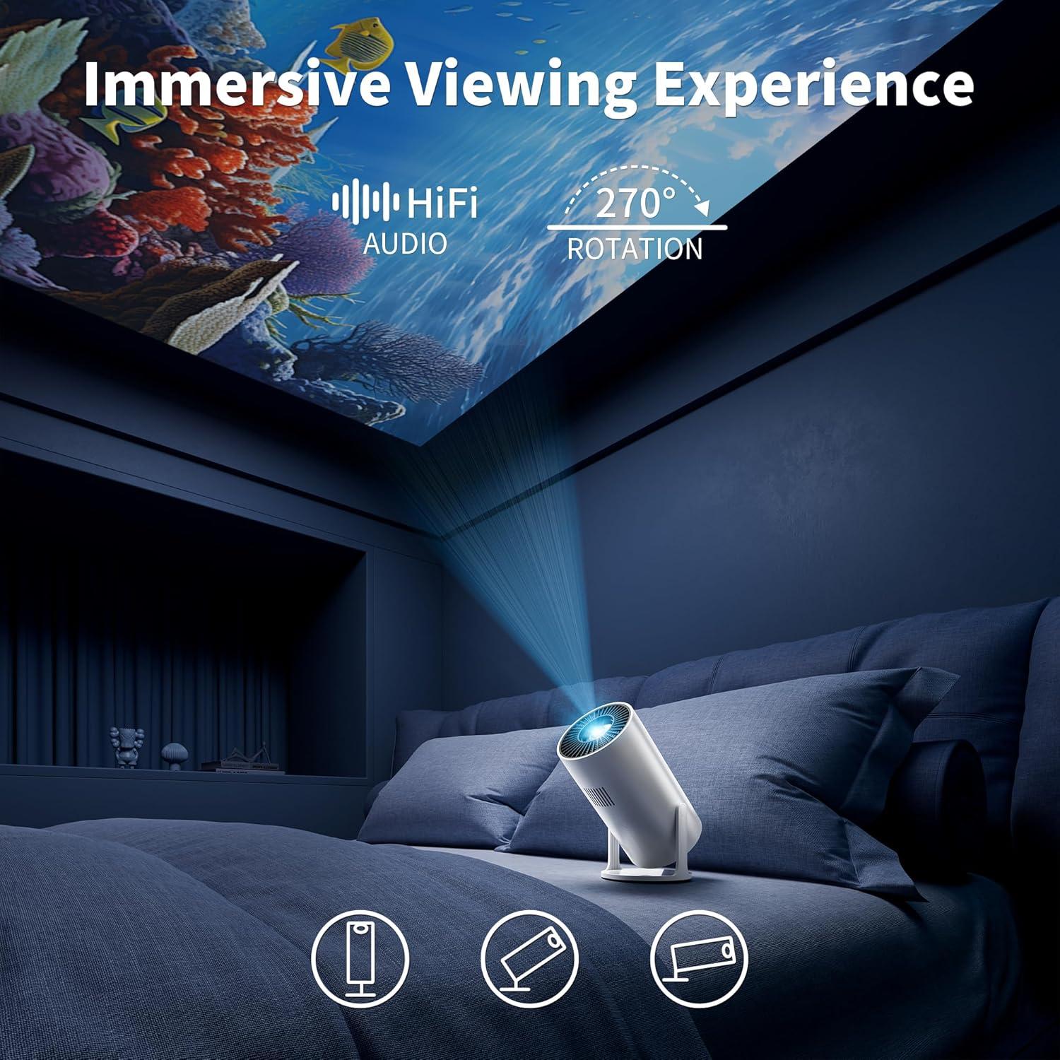 Mini Proyector Portátil Sainellor 1080P Soporte 270° HDMI USB