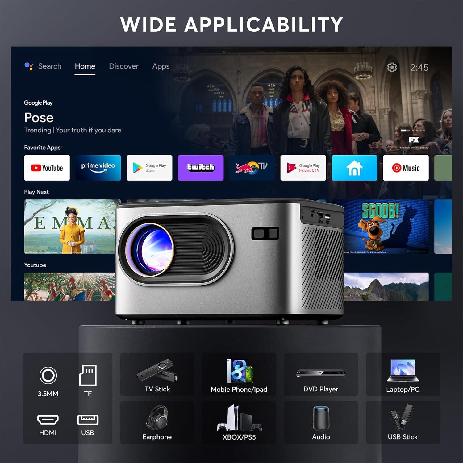 Proyector PANSEBA AK-68 4K Nativo 1080P Bluetooth Portátil